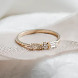 Gold ring with three moissanites AVERY Thumbnail