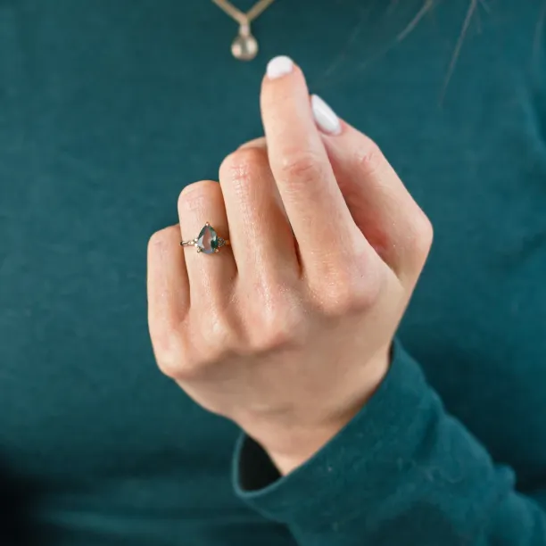 Netradiční zásnubní prsten s mechovým achátem a diamanty ALBRUNA Image