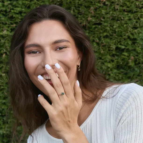 Minimalist moss agate engagement ring THOR Image