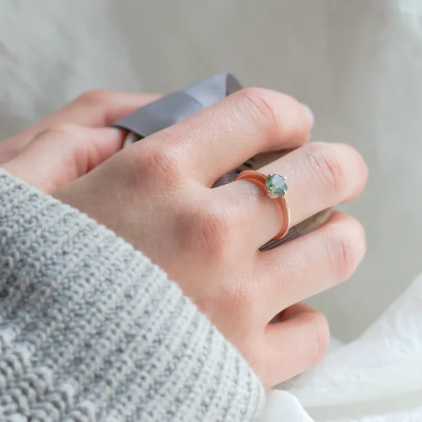 Minimalist moss agate engagement ring THOR Image