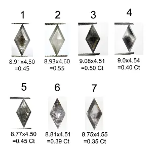 Gold ring with horizontal kite salt and pepper diamond SHAFT Thumbnail