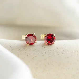 Gold earrings with garnets AMANDA Thumbnail