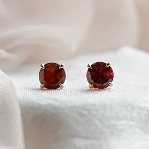 Gold earrings with garnets AMANDA