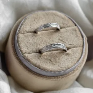 Unusual wedding rings with natural surface ARETA Thumbnail