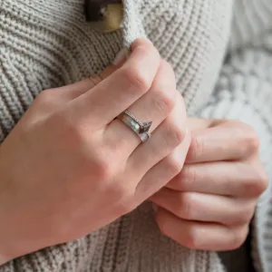 Engagement set of tree rings with salt and pepper diamonds ZERIX Thumbnail
