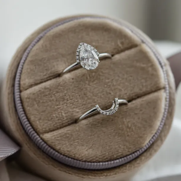 Luxury engagement set with moissanites KIMBER Image