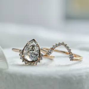 Set of gold rings with salt and pepper diamonds ELLINGTON Thumbnail