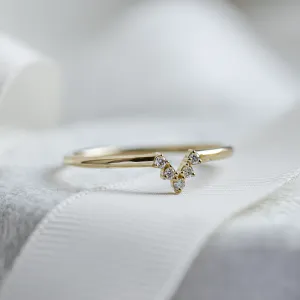 Minimalistický vykrojený prsten s diamanty REGGIE Thumbnail