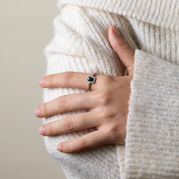 Vintage prsten s teal baguette safírem a diamanty FROST Image