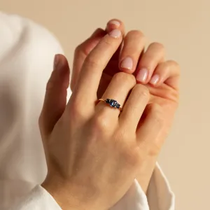 Art deco zlatý prsten s teal a modrými safíry CHELSEA