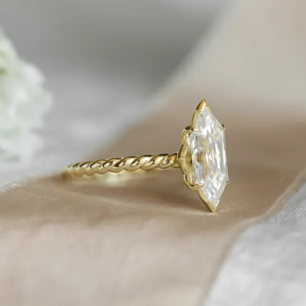 Gold ring with hexagon moissanite SALEM Image