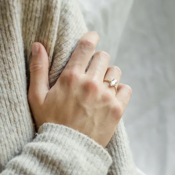 Gold ring with hexagon moissanite SALEM Image