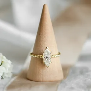 Gold ring with hexagon moissanite SALEM Thumbnail