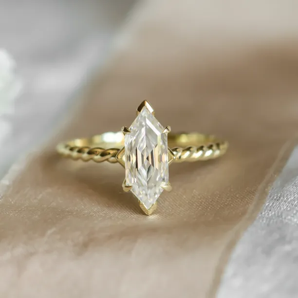 Gold ring with hexagon moissanite SALEM Image
