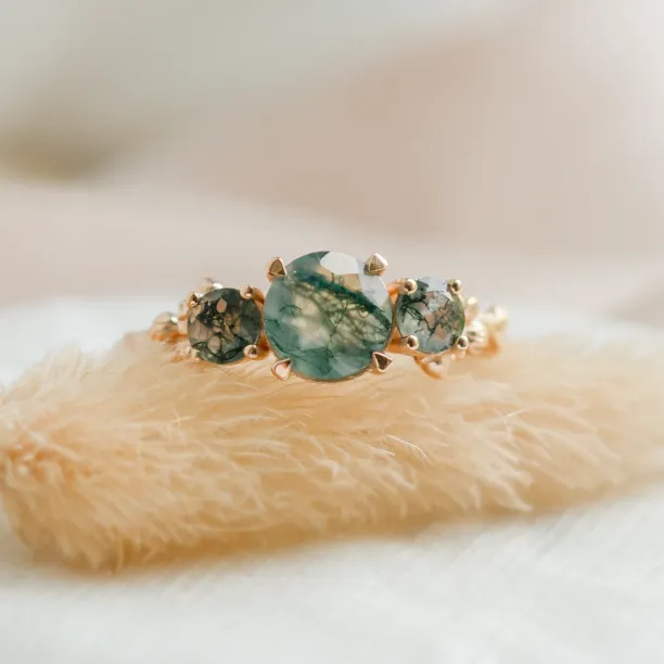 Ring with round green moss agate BACCHUS Image