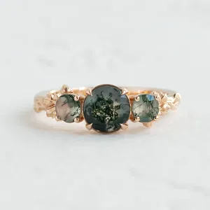 Ring with round green moss agate BACCHUS Thumbnail