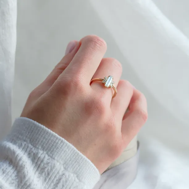 Elegant engagement ring with moissanites BUTTERFLY Image