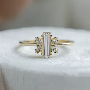 Elegant engagement ring with moissanites BUTTERFLY Thumbnail