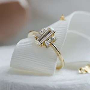 Elegant engagement ring with moissanites BUTTERFLY Thumbnail