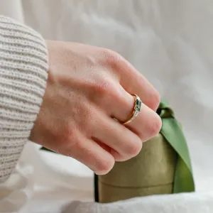 Ring in art deco style with moss agate and moissanites DINETH Thumbnail