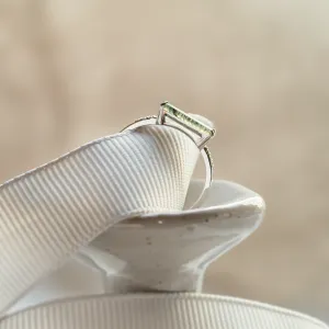 Gold ring with baguette moss agate and diamonds ELLETH Thumbnail