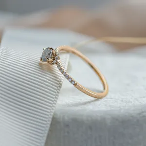 Engagement salt and pepper diamond ring with side diamonds SANREMO Thumbnail