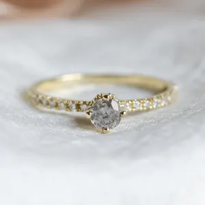 Engagement salt and pepper diamond ring with side diamonds SANREMO Thumbnail