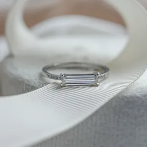 Gold ring with baguette moissanite CASSIOPEIA Thumbnail