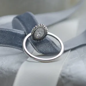 Unusual halo engagement ring with salt and pepper diamonds RIDLEY Thumbnail