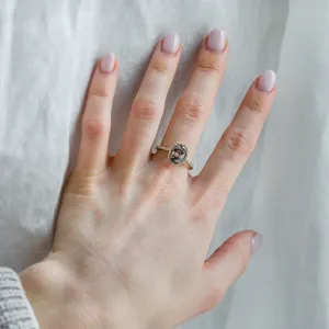 Elegant halo ring with salt and pepper diamonds TANANAI Thumbnail
