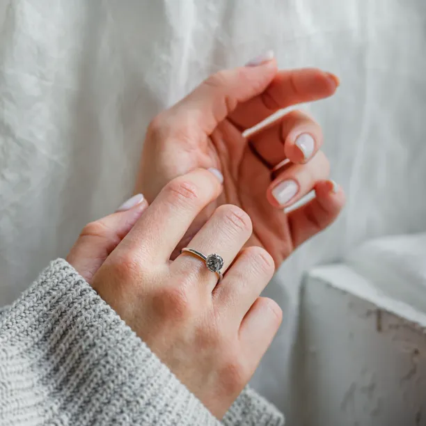 Luxury engagement ring with salt and pepper diamonds TANAQUIL Image
