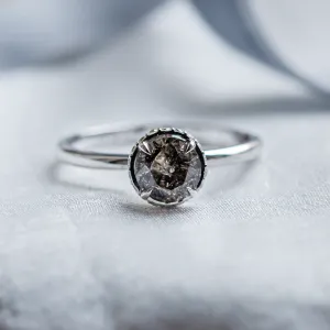Luxury engagement ring with salt and pepper diamonds TANAQUIL