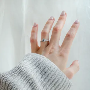 Halo engagement ring with salt and pepper diamonds MARILLA