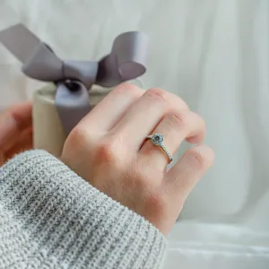 Halo engagement ring with salt and pepper diamonds MARILLA Thumbnail