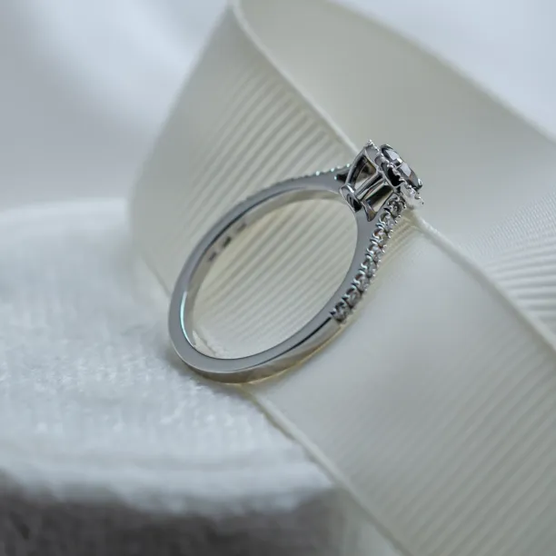 Halo engagement ring with salt and pepper diamonds MARILLA Image