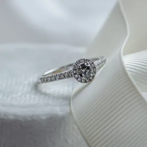 Halo engagement ring with salt and pepper diamonds MARILLA Thumbnail