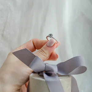 Halo engagement ring with salt and pepper diamonds MARILLA Thumbnail