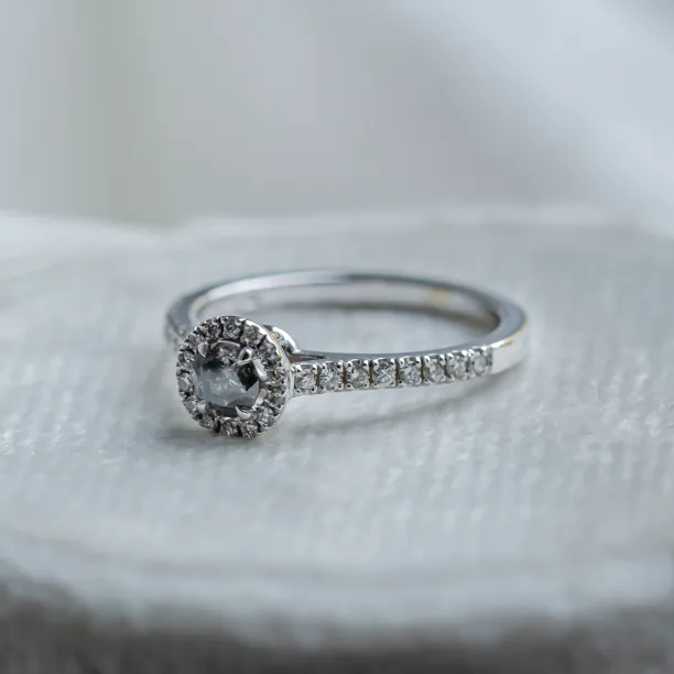 Halo engagement ring with salt and pepper diamonds MARILLA Image