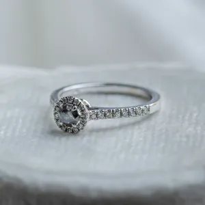 Halo engagement ring with salt and pepper diamonds MARILLA Thumbnail
