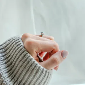 Halo engagement ring with salt and pepper diamonds MARILLA Thumbnail