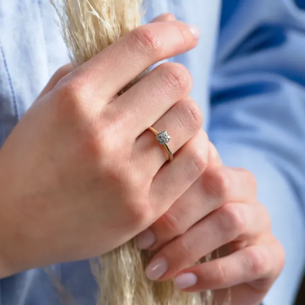 Gold engagement ring with pave moissanites PRISCILLA Image