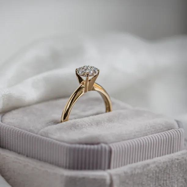 Gold engagement ring with pave moissanites PRISCILLA Image