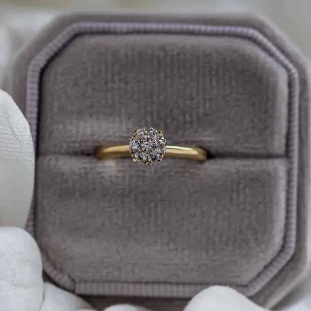 Gold engagement ring with pave moissanites PRISCILLA Image