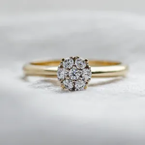 Gold engagement ring with pave moissanites PRISCILLA