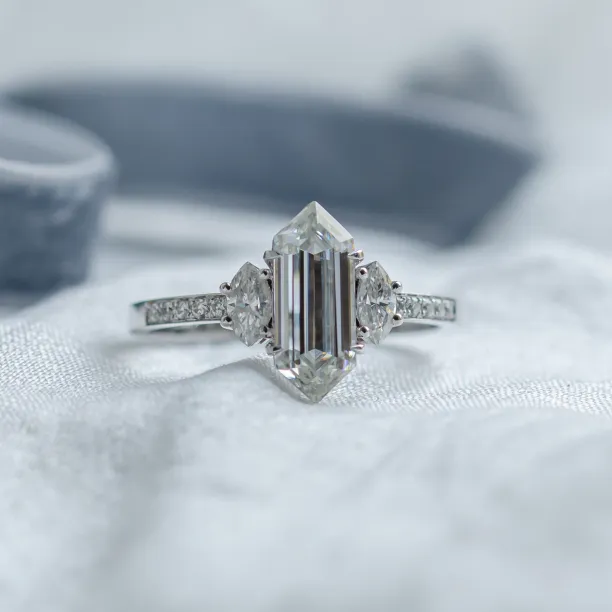 Luxury engagement ring with hexagon moissanite KENT Image