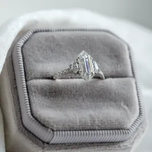Luxury engagement ring with hexagon moissanite KENT Thumbnail