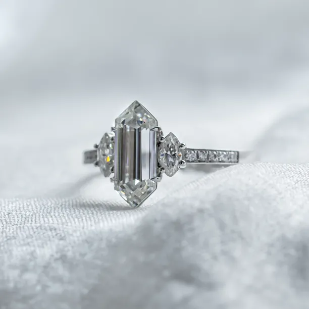 Luxury engagement ring with hexagon moissanite KENT Image