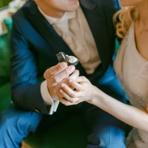 Luxury engagement ring with hexagon moissanite KENT Thumbnail