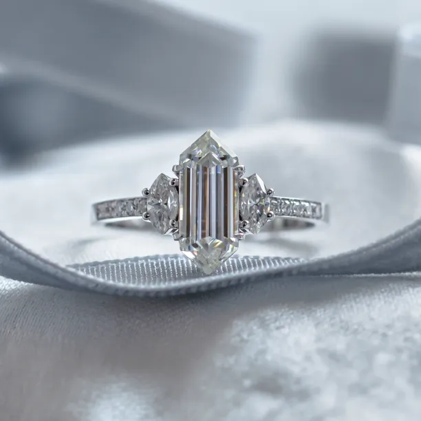 Luxury engagement ring with hexagon moissanite KENT Image