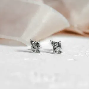 Gold cluster earrings with salt and pepper diamonds QUATRO Thumbnail